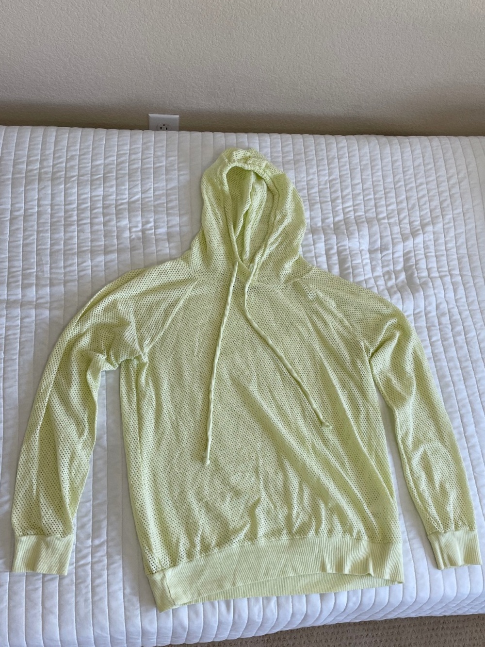 Michael Stars XS Pale Yellow Mesh Perforated Hoodie